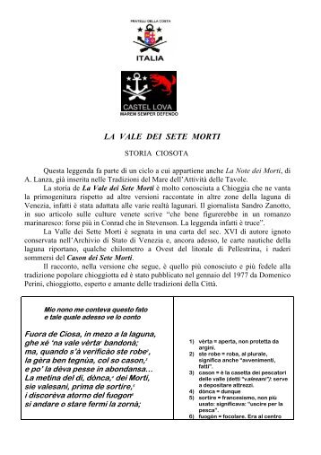 la vale dei sete morti-Tavola di Castel Lova - Fratelli della Costa