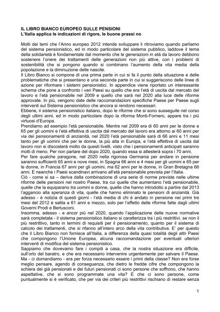Relazione di Claudio D'Antonangelo - CNA Pensionati