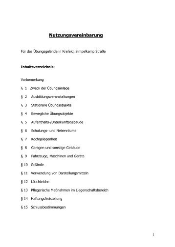 Nutzungsvereinbarung - (THW) - Ortsverband Krefeld