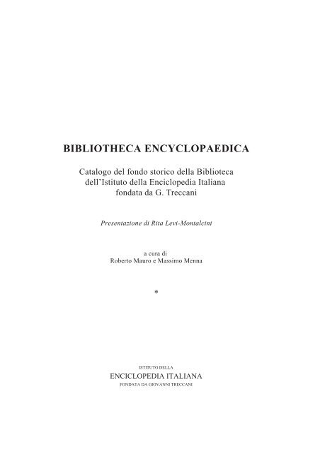 BIBLIOTHECA ENCYCLOPAEDICA - Treccani