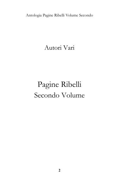 Antologia Pagine Ribelli Volume Secondo