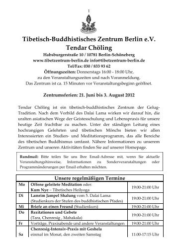 Tibetisch-Buddhistisches Zentrum Berlin e.V. Tendar Chöling