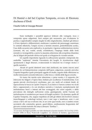 Di Hamid o del bel Capitan Tempesta, ovvero di Eleonora ... - Cipa