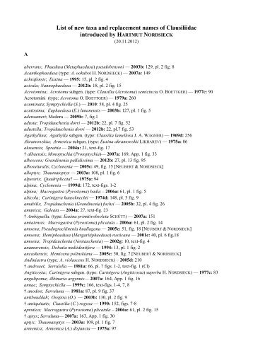 New taxa and replacement names of Clausiliidae ... - Senckenberg