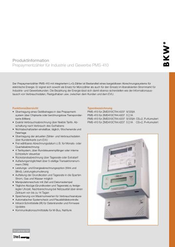Prepaymentzähler für Industrie und Gewerbe PMS-410 - BKW