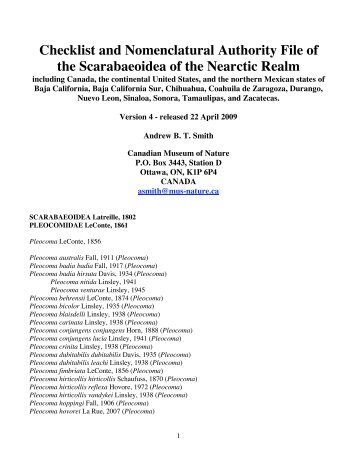 Download the Nearctic Scarabaeoidea checklist PDF file