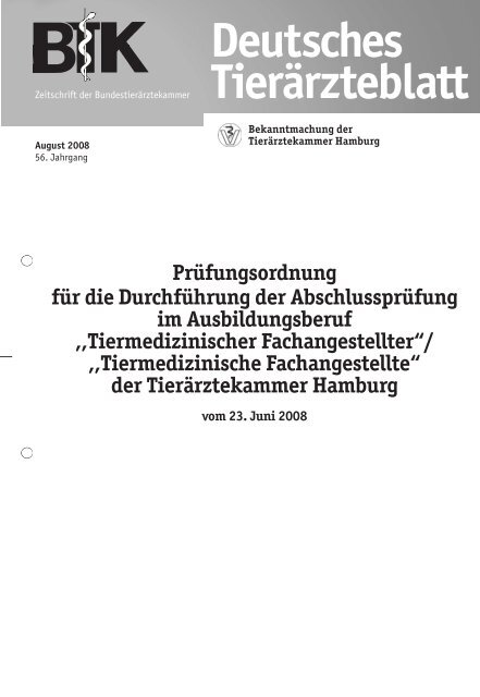 Prufungsordnung Fur Tfa Tierarztekammer Hamburg