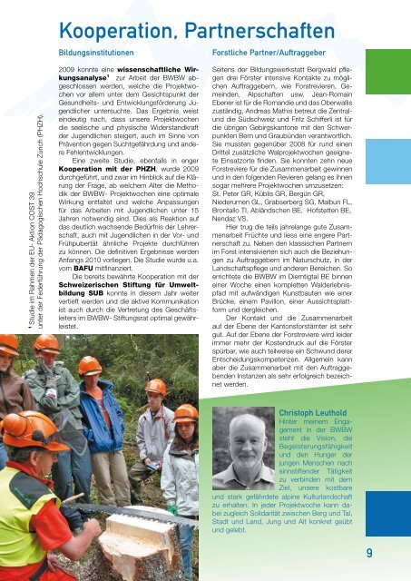 Jahresbericht 2009 (1.4MB) - Bildungswerkstatt Bergwald