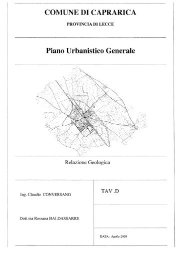 Tav. D - Relazione Geologica - Caprarica di Lecce