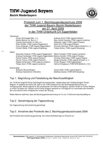 Protokoll zum 1. Bezirksjugendausschuss 2009 - THW-Jugend Bayern