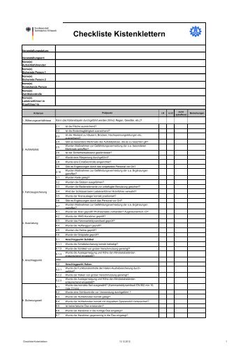 Checkliste Kistenklettern - THW-Jugend Bayern