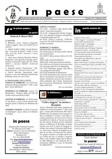 IN PAESE N° 99 - Febbraio 2013 - Pro Loco Brendola