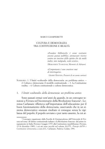 CULTURA E DEMOCRAZIA TRA COSTITUZIONE ... - USP di Vicenza