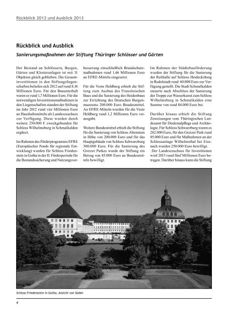THÜRINGER SCHLÖSSER INFORMATIONEN - Stiftung Thüringer ...
