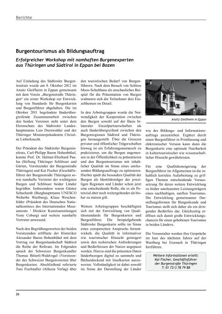 THÜRINGER SCHLÖSSER INFORMATIONEN - Stiftung Thüringer ...