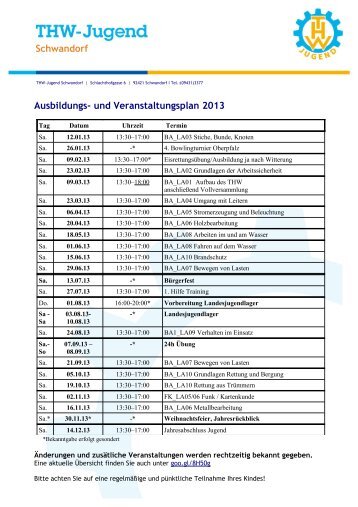 Jugend Ausbildungsplan 2013 - THW Schwandorf