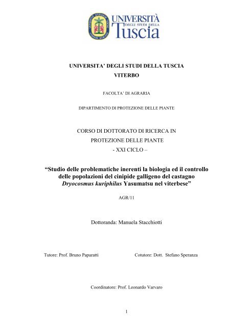 tesi di dottorato manuela stacchiotti 29.01.09 - Unitus DSpace ...