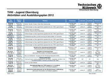 Ausbildungsplan der Jugendgruppe 2012 - THW Obernburg