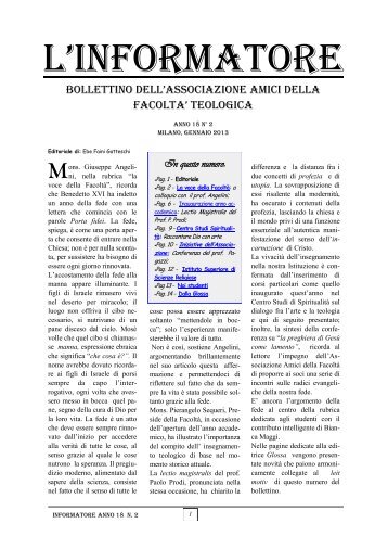 Anno 18° n. 2 gennaio 2013 - Facoltà Teologica dell'Italia ...