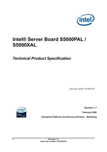Intel® Server Board S5000PAL / S5000XAL - Thomas-Krenn.AG