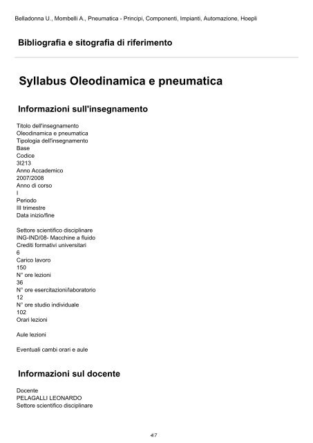 Syllabus Oleodinamica e pneumatica - E-univpm.univpm.it