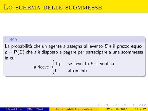 La probabilità non esiste - Pagine personali del personale della ...