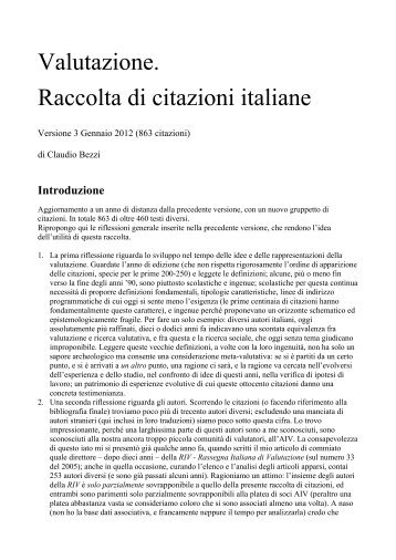 Valutazione. Raccolta di citazioni italiane - Valutazione.it