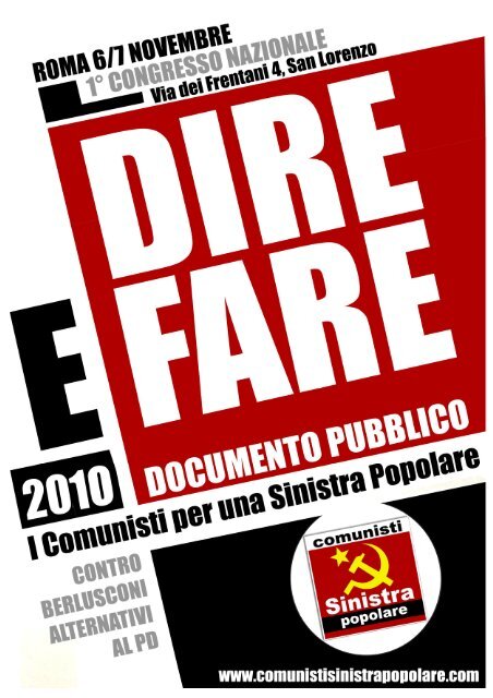 Documento Congressuale - COMUNISTI SINISTRA POPOLARE ...