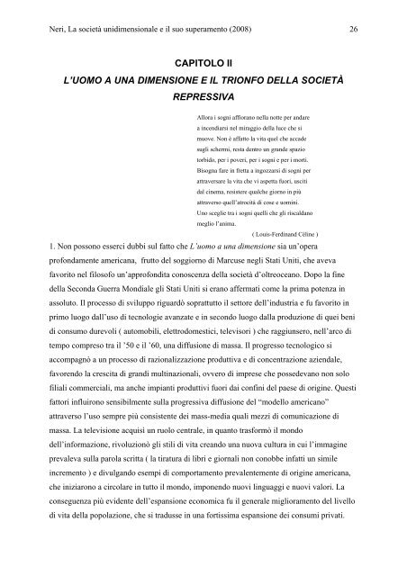 La società unidimensionale e il suo superamento - Marcuse.org