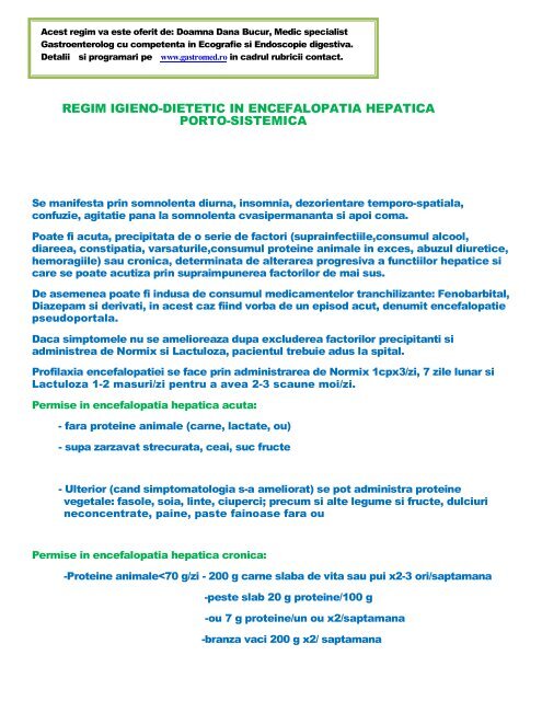 regim igieno-dietetic in encefalopatia hepatica porto ... - Gastromed