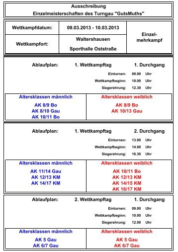 Ausschreibung Einzelmeisterschaften des Turngau "GutsMuths ...