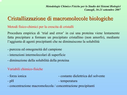 Biocristallografia a raggi X