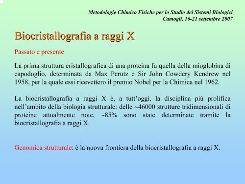 Biocristallografia a raggi X