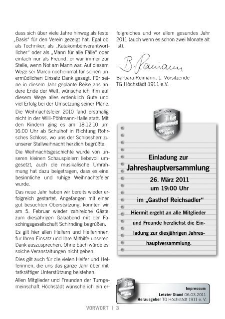 TG Rundschau Ausgabe 1/2011 - TG Höchstädt