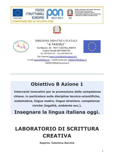 laboratorio di scrittura creativa circolo didattico g pascoli