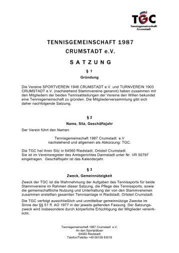 Vereinssatzung herunterladen [49 KB] - TG Crumstadt