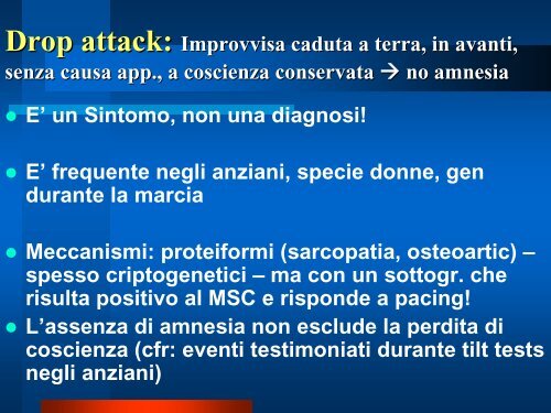 Valutazione neurologica: differenziare la sincope dalla perdita di ...