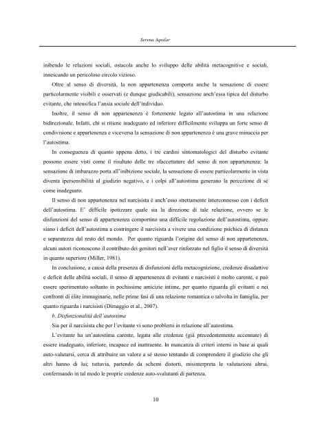 Le relazioni tra disturbo evitante e disturbo narcisistico di personalità