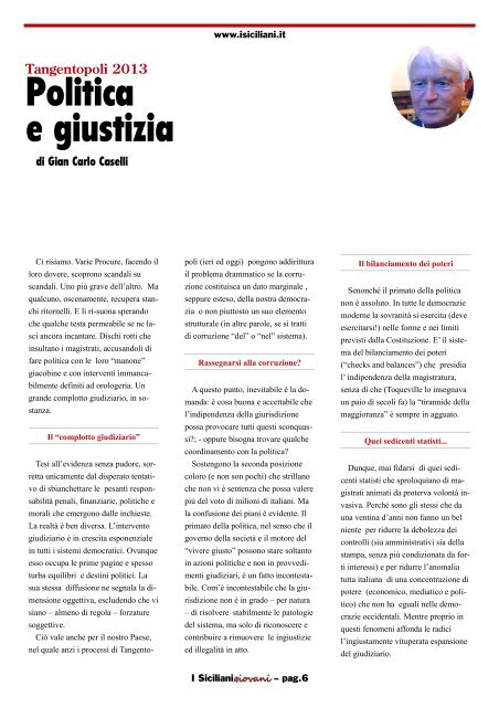 Caselli/ La politica e la giustizia - I Siciliani giovani