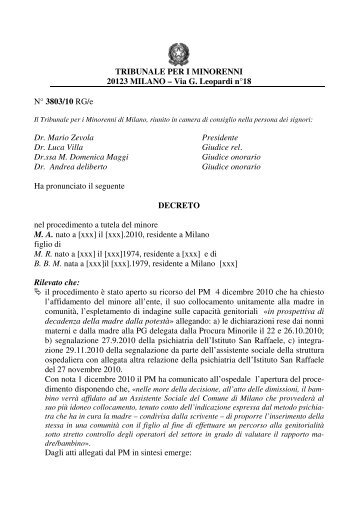 decreto 10.12.2010, est Villa - TribunaleMinoriMilano.it