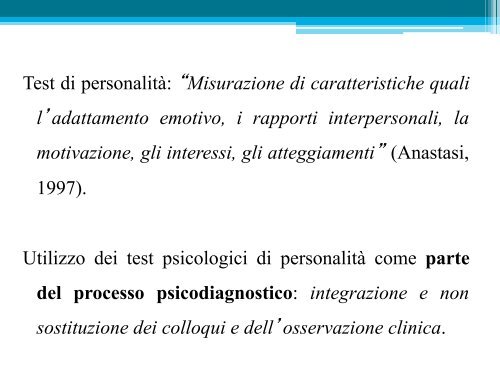 Strumenti diagnostici della personalità