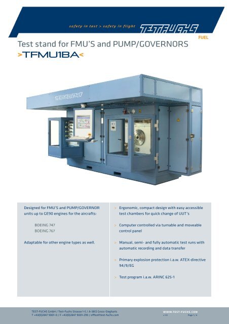 Test stand for FMU'S and PUMP/GOVERNORS ... - Test Fuchs