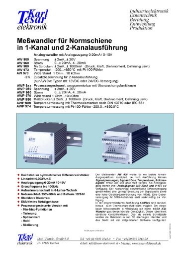 Datenblatt AW980 - Karl Tesar Elektronik