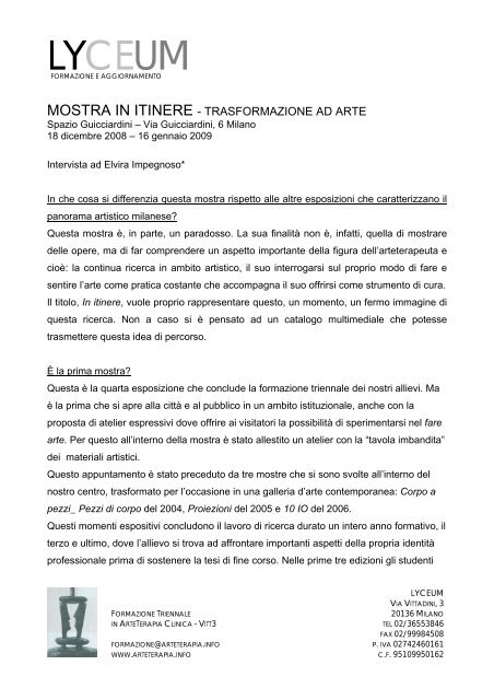 LYCEUM - Arteterapia VITT3 Milano