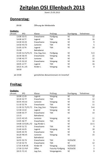 Zeitplan OSI Ellenbach 2013