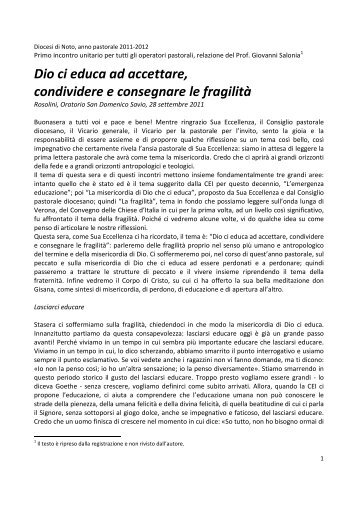 relazione del Prof. Giovanni Salonia - Sacrocuoremodica.it