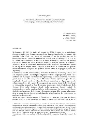 Elena dell'Agnese La mascolinità del cowboy nel cinema western ...