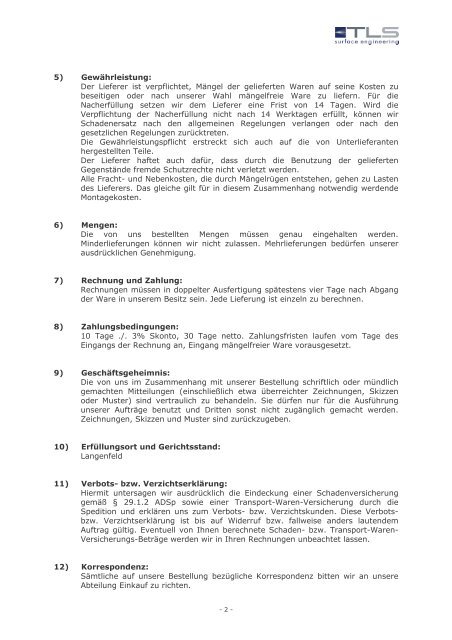 Einkaufs-Bedingungen TeroLab Surface GmbH, Langenfeld ...