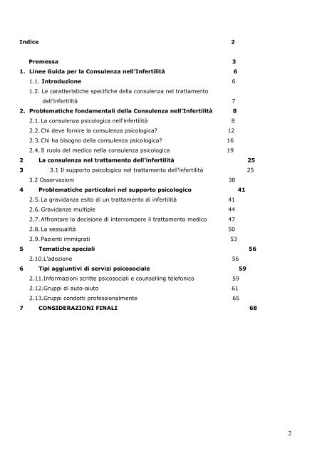 linee guida per la consulenza psicologica nell'infertilità - Ordine ...