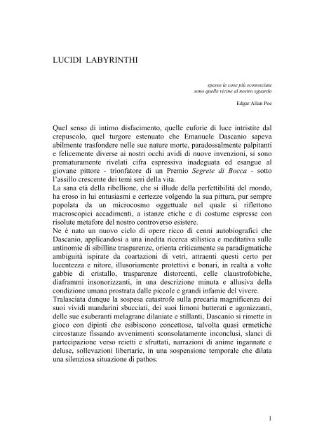 Leggi il testo integrale di Giovanni Serafini - Artelab